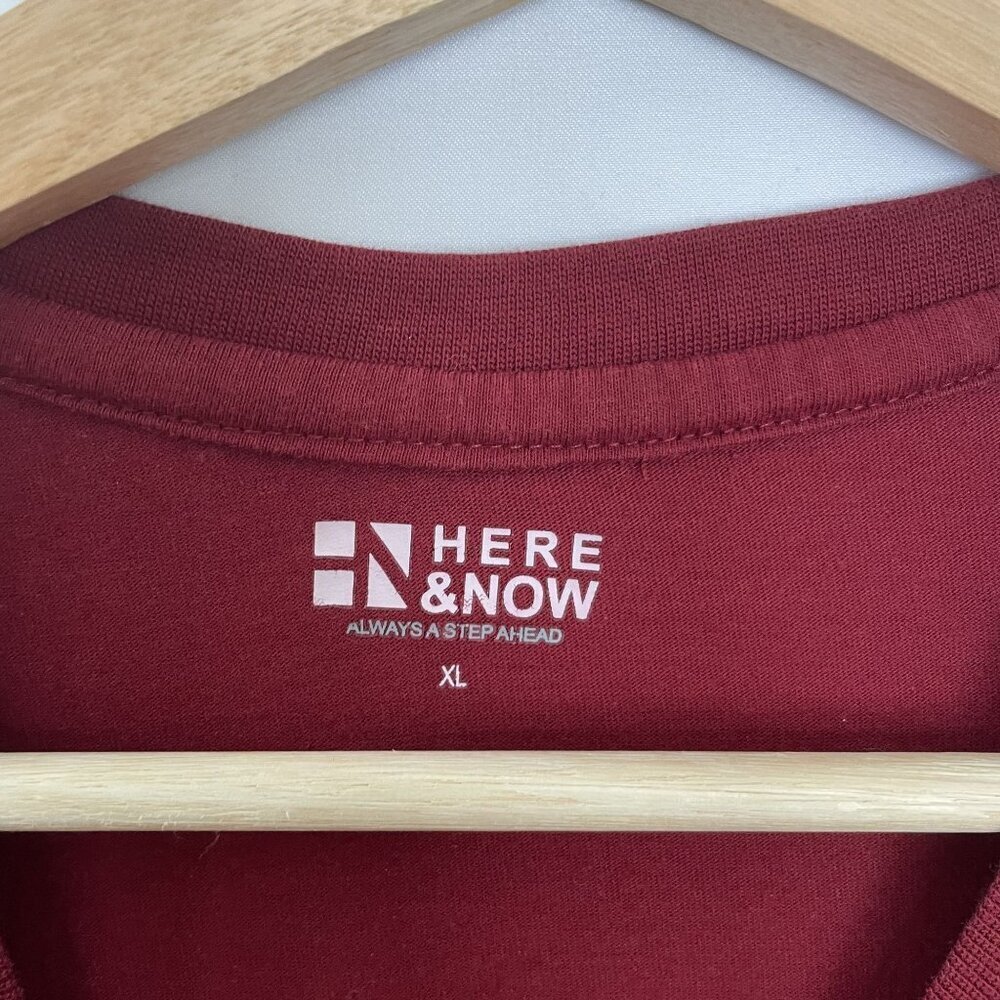 Choose Kindness Here & Now Burgundy Cotton T-Shirt XL women's short sleeved top - Picture 4 of 7